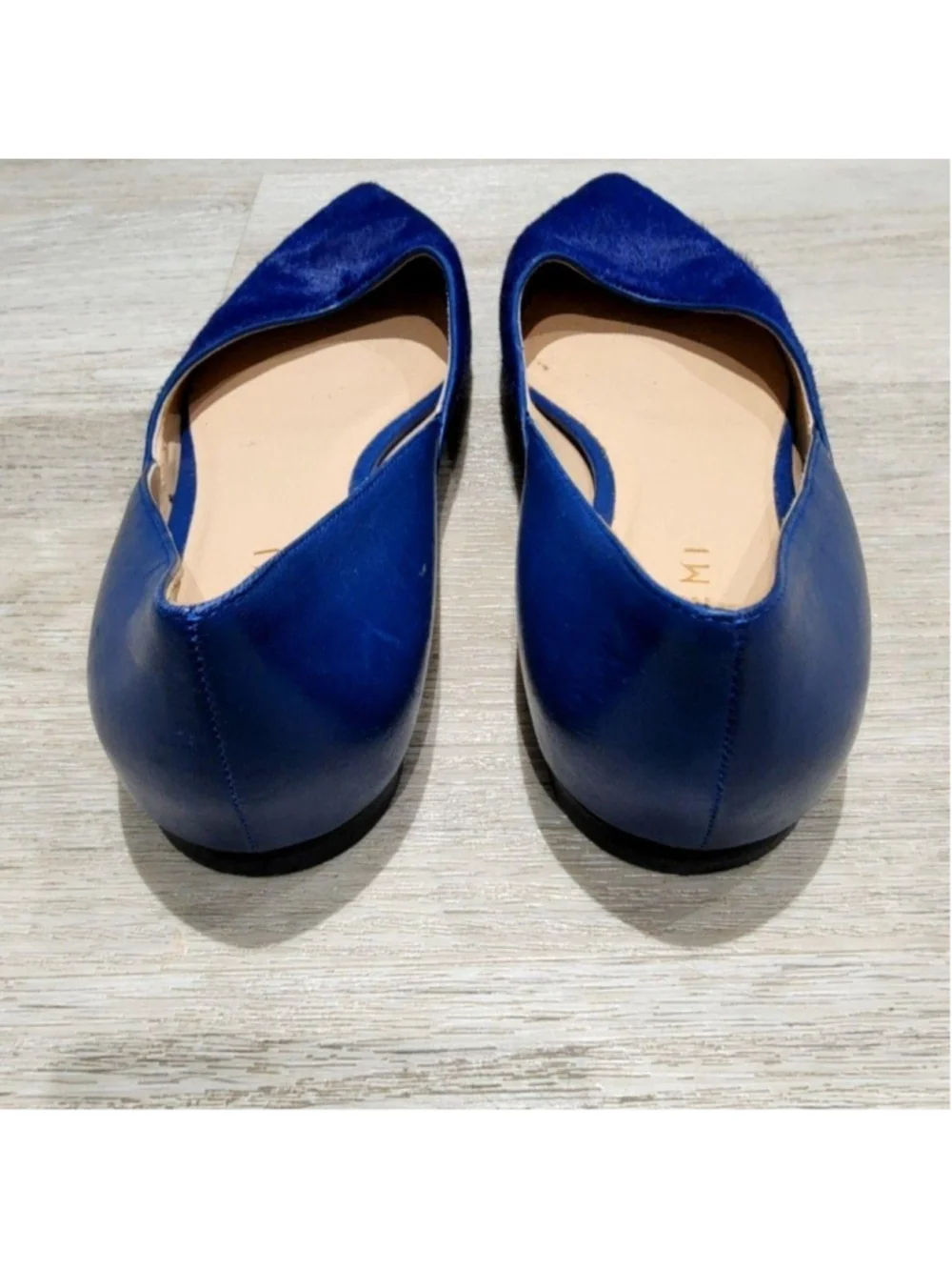 M. Gemi Shoes Womens 7 Blue Leather Pointed Toe Ballet Flats Slip On Italy
